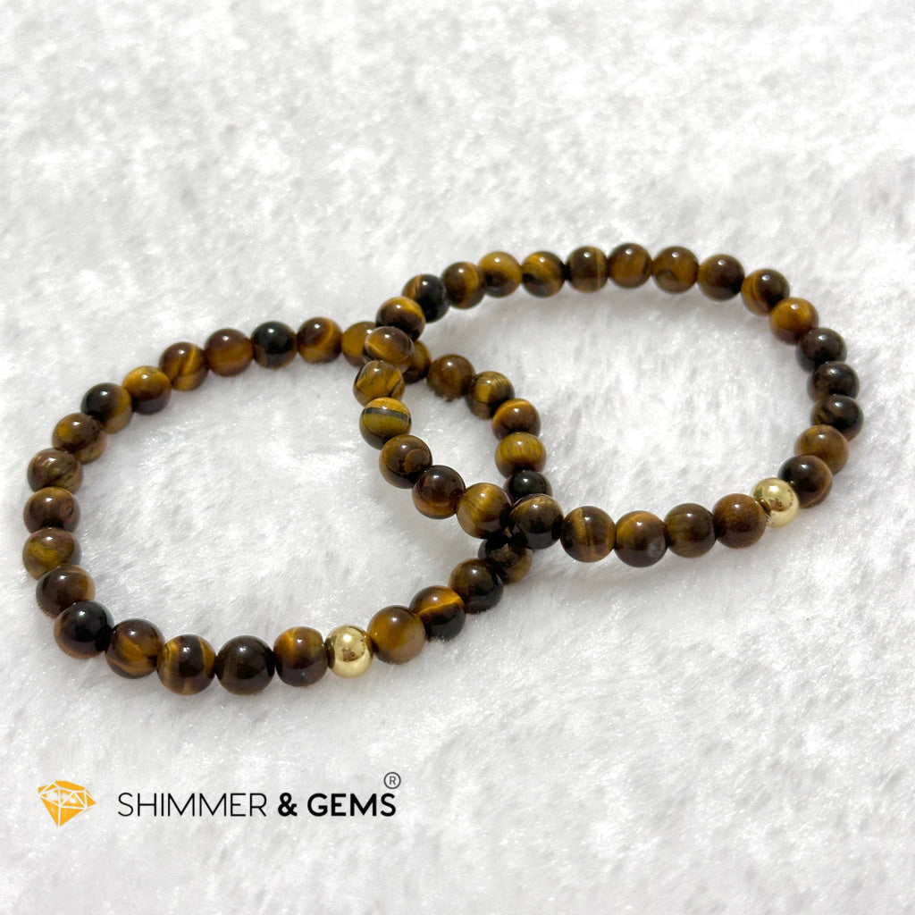 Tiger’s Eye 6mm Bracelet with 14k gold filled bead