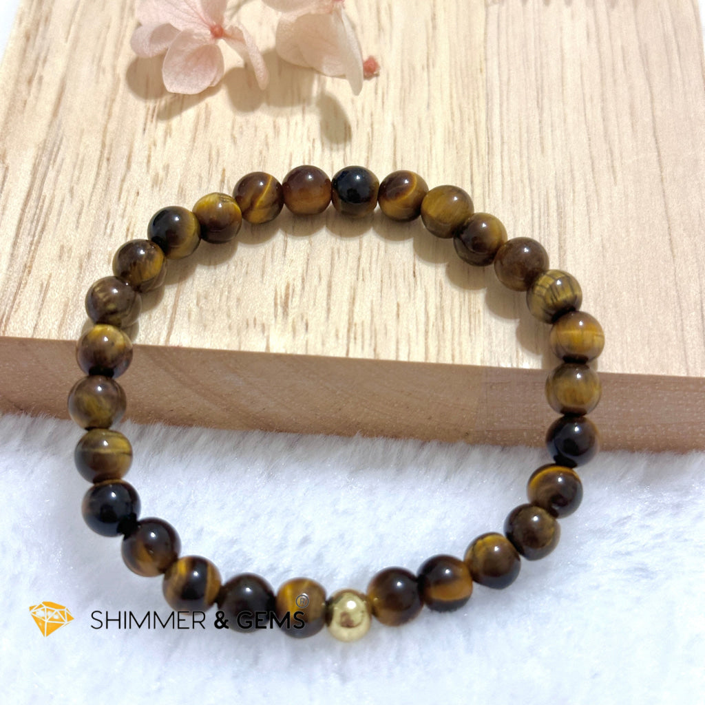 Tiger’s Eye 6mm Bracelet with 14k gold filled bead