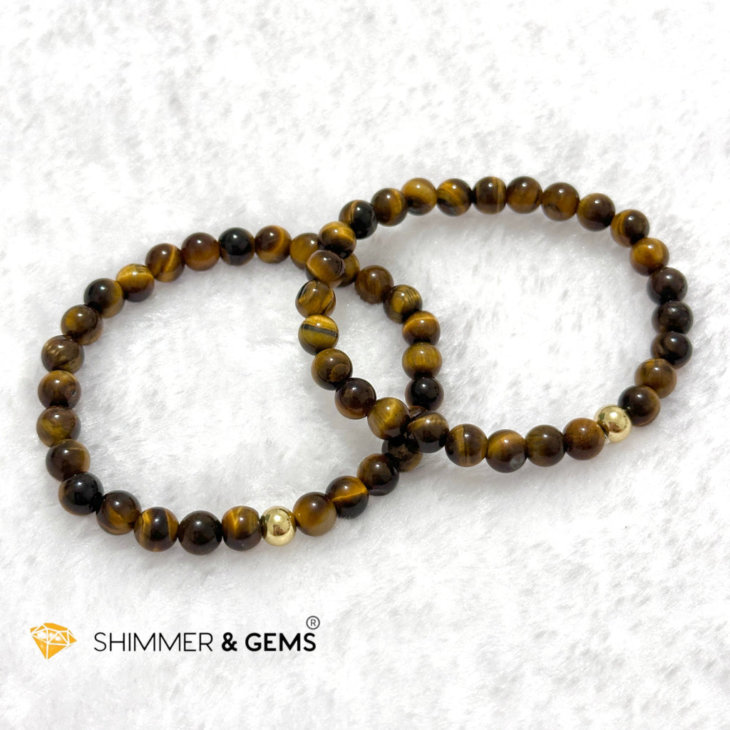 Tiger’s Eye 6mm Bracelet with 14k gold filled bead