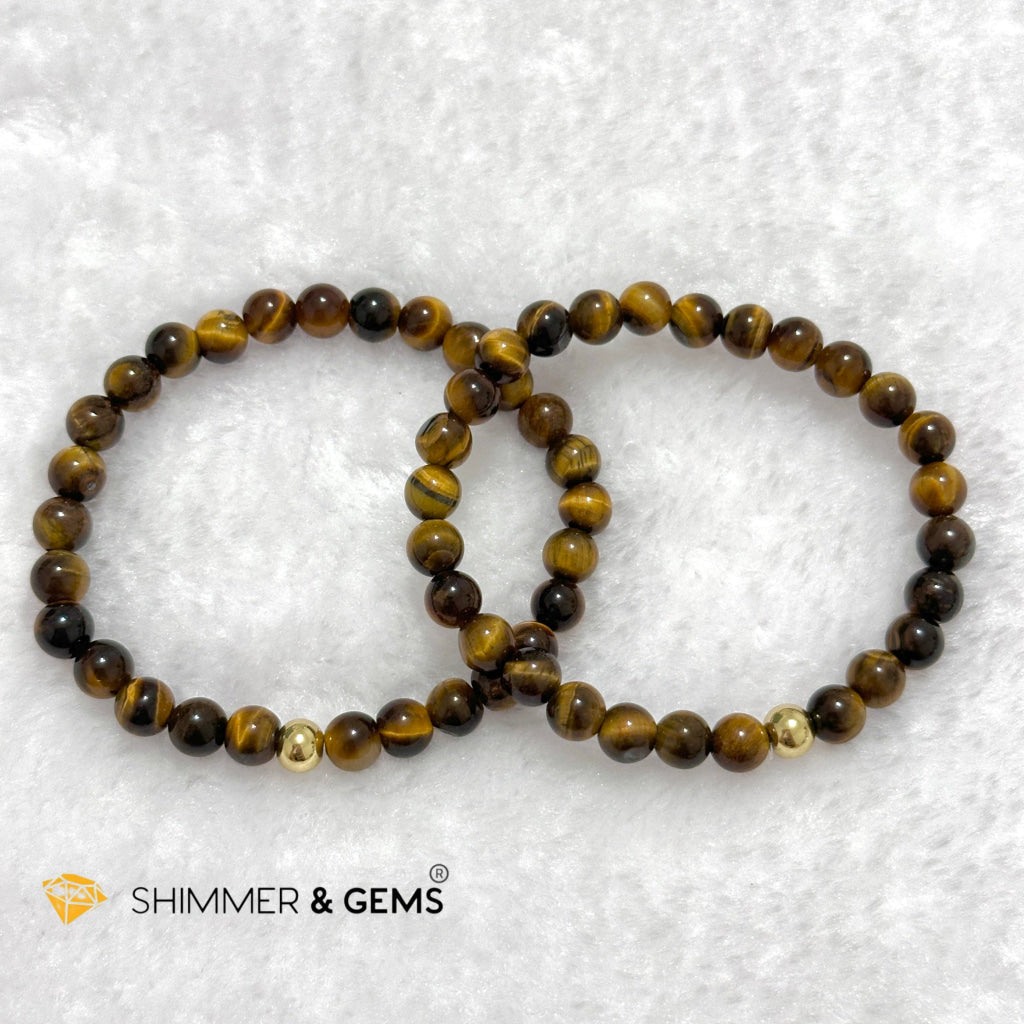 Tiger’s Eye 6mm Bracelet with 14k gold filled bead