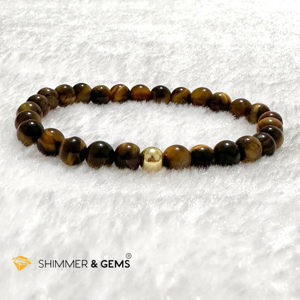 Tiger’s Eye 6mm Bracelet with 14k gold filled bead