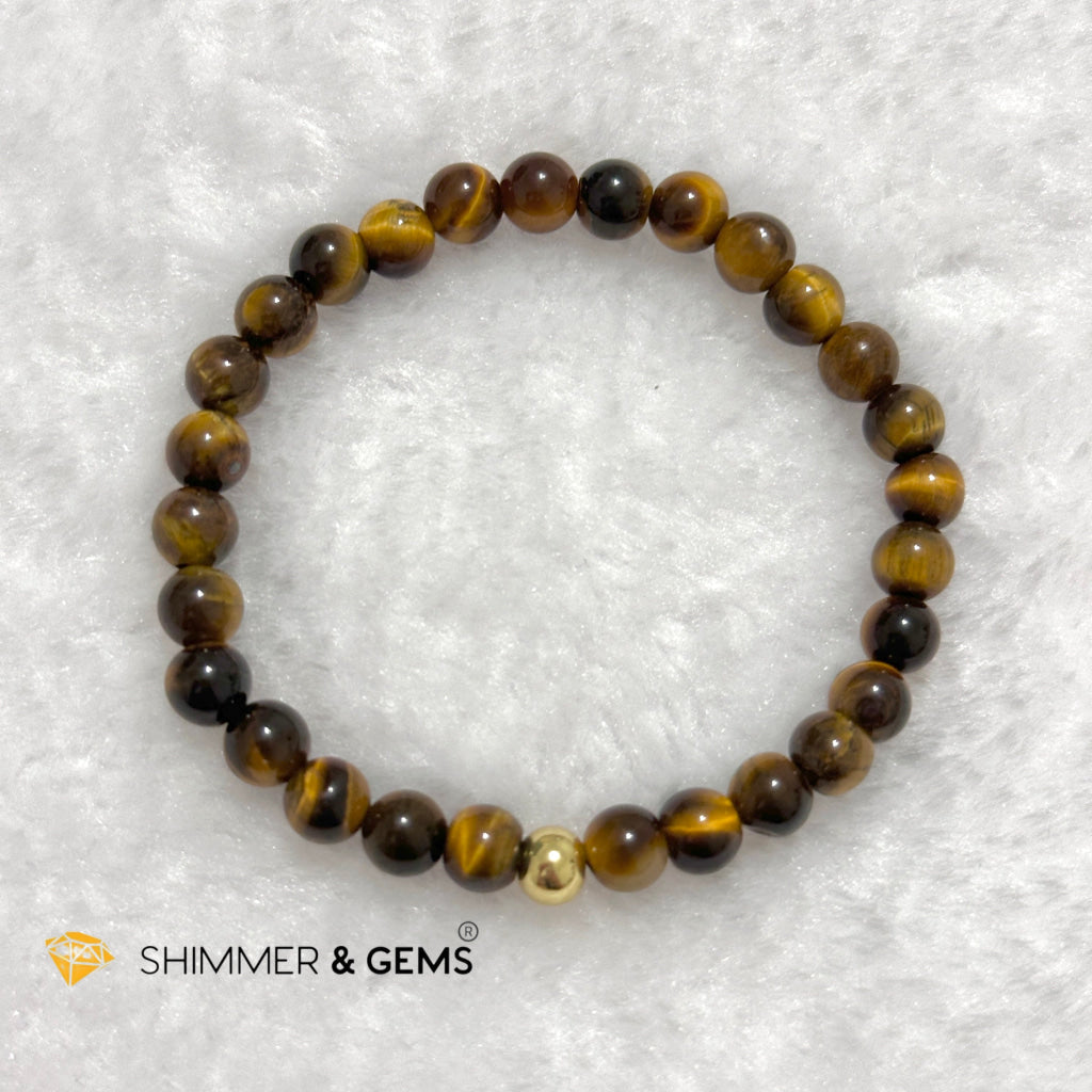 Tiger’s Eye 6mm Bracelet with 14k gold filled bead
