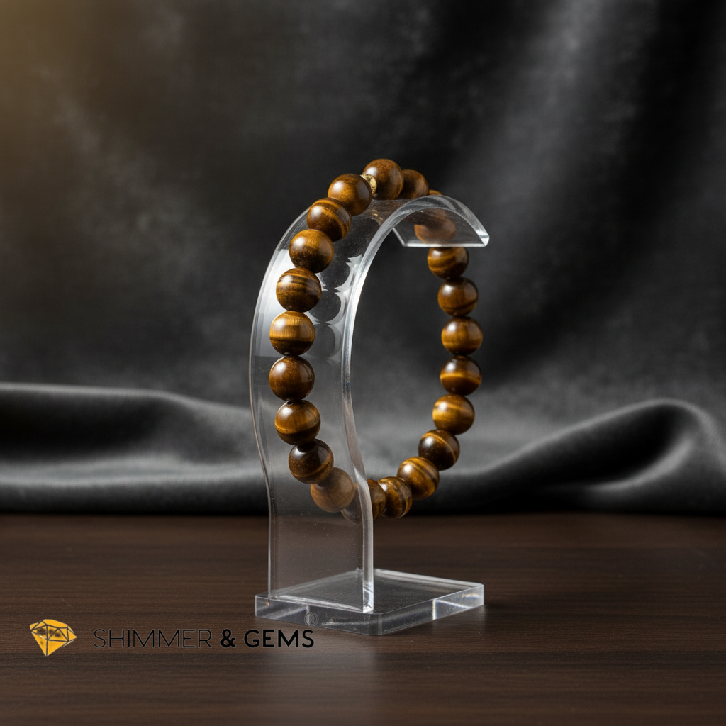 Tiger’s Eye 8mm Bracelet with 14k gold filled bead (Confidence)