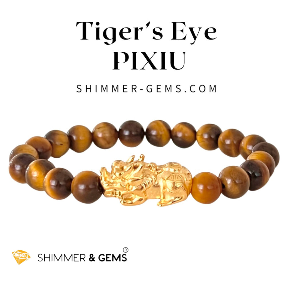 Tigers Eye Stainless Steel Pixiu Bracelet (8Mm)