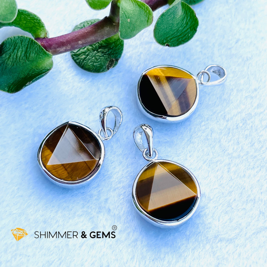 Star Of David Tigers Eye 12Mm Pendants 925 Silver Charms &