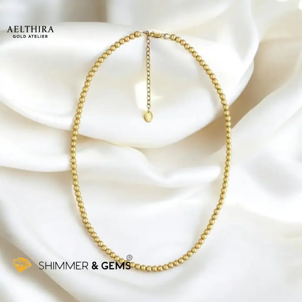 Timeless Beaded 14K Gold Filled Necklace (3mm beads) 16” plus 2” extender Necklace