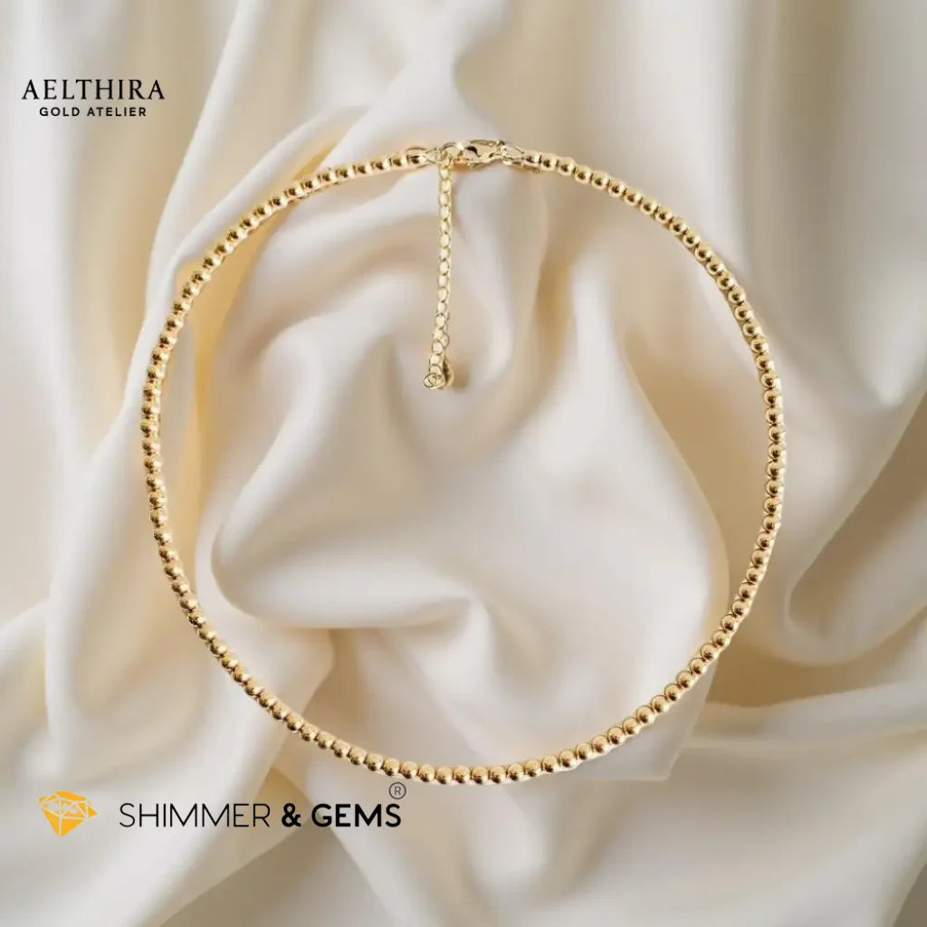 Timeless Beaded 14K Gold Filled Necklace (3mm beads) 16” plus 2” extender Necklace