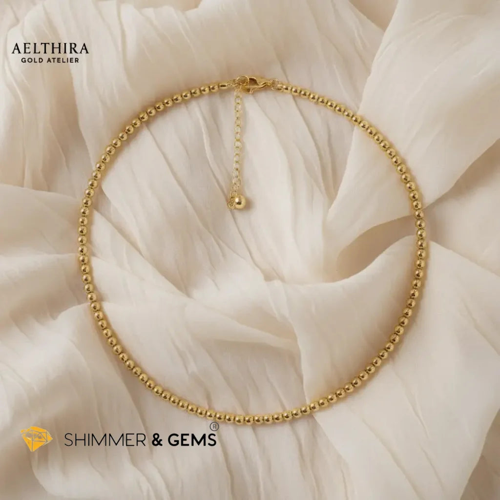 Timeless Beaded 14K Gold Filled Necklace (3mm beads) 16” plus 2” extender Necklace