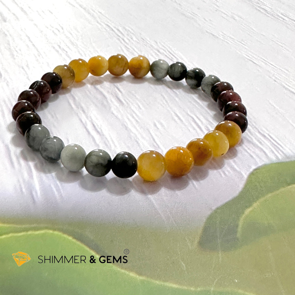 Triple Power Red, Blue & Golden Tiger’s Eye Bracelet 6mm