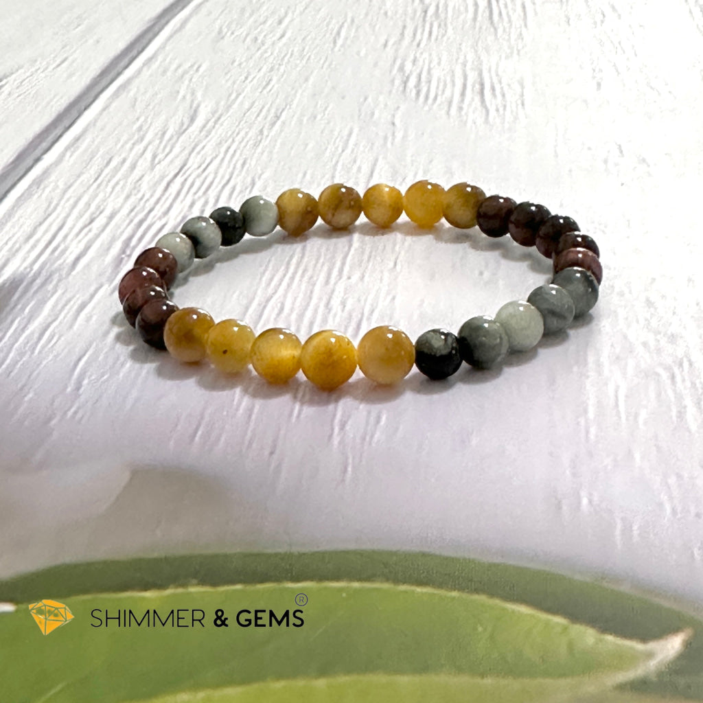 Triple Power Red, Blue & Golden Tiger’s Eye Bracelet 6mm