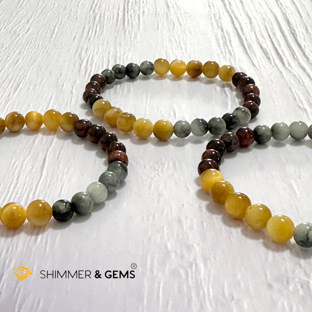 Triple Power Red, Blue & Golden Tiger’s Eye Bracelet 6mm