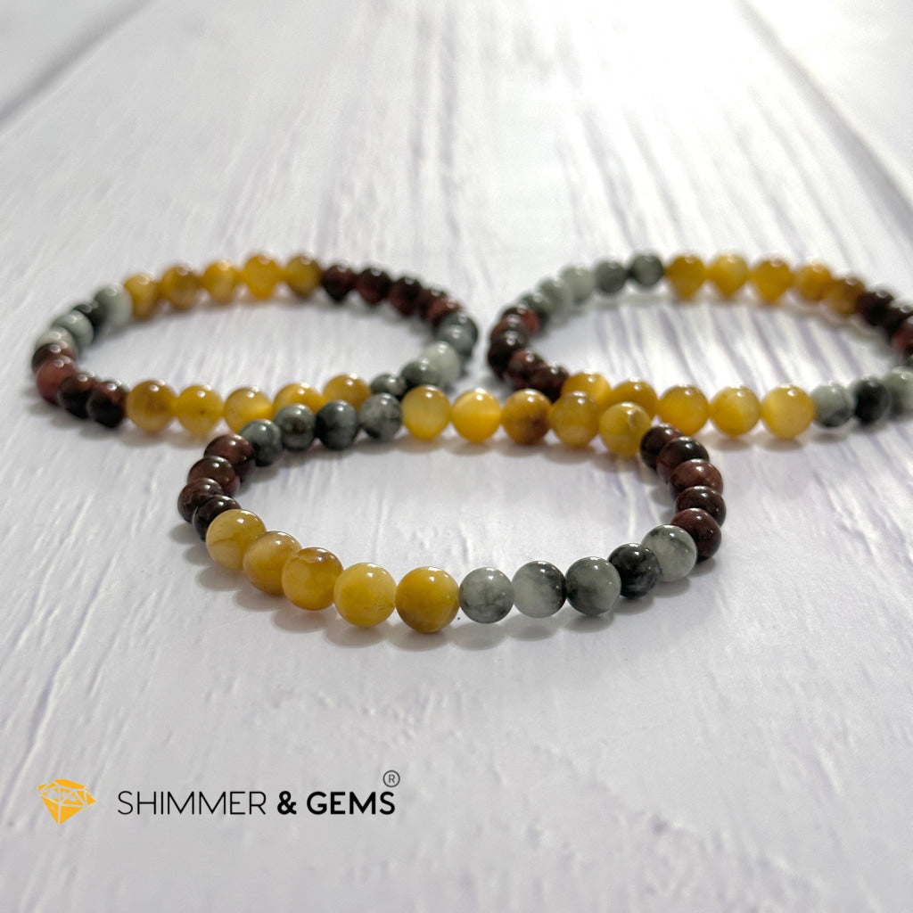 Triple Power Red, Blue & Golden Tiger’s Eye Bracelet 6mm