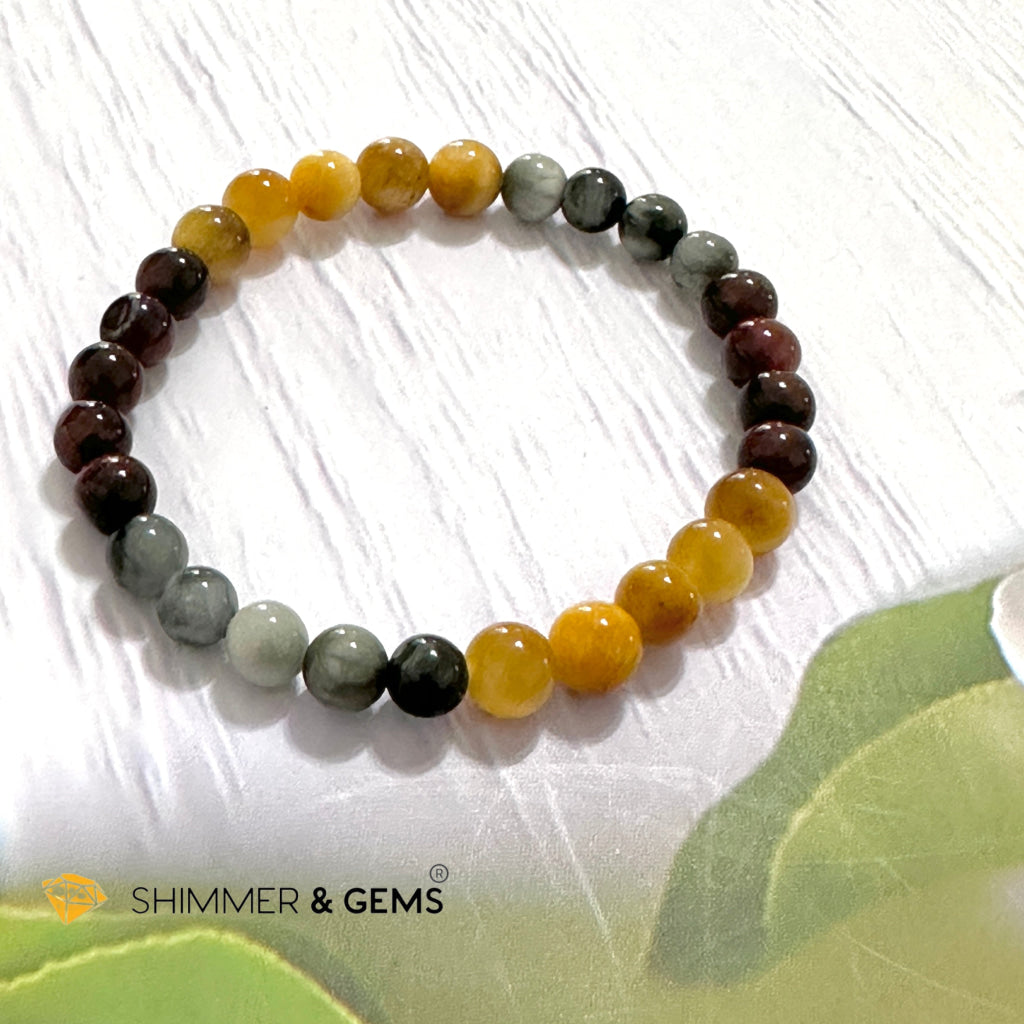 Triple Power Red, Blue & Golden Tiger’s Eye Bracelet 6mm