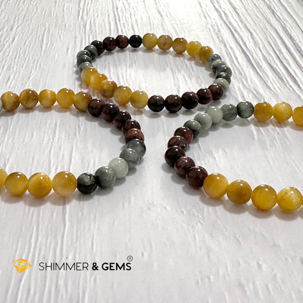 Triple Power Red, Blue & Golden Tiger’s Eye Bracelet 6mm