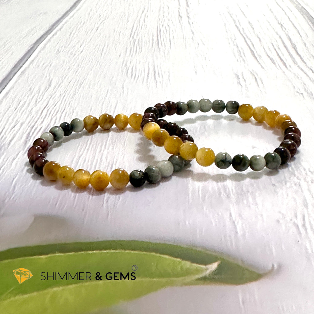 Triple Power Red, Blue & Golden Tiger’s Eye Bracelet 6mm