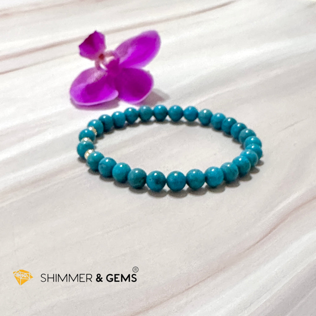 Turquoise (Natural) 6Mm Bracelet With 14K Gold Filled (Mexico)
