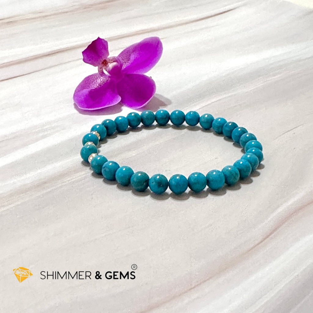 Turquoise (Natural) 6Mm Bracelet With 14K Gold Filled (Mexico)