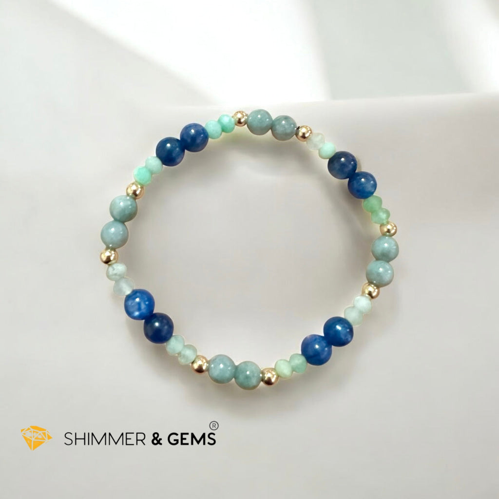 Vital Core Bracelet (Health Recalibration Lightfield) Burma Jade, Chrysoprase & Blue Kyanite by Audrey