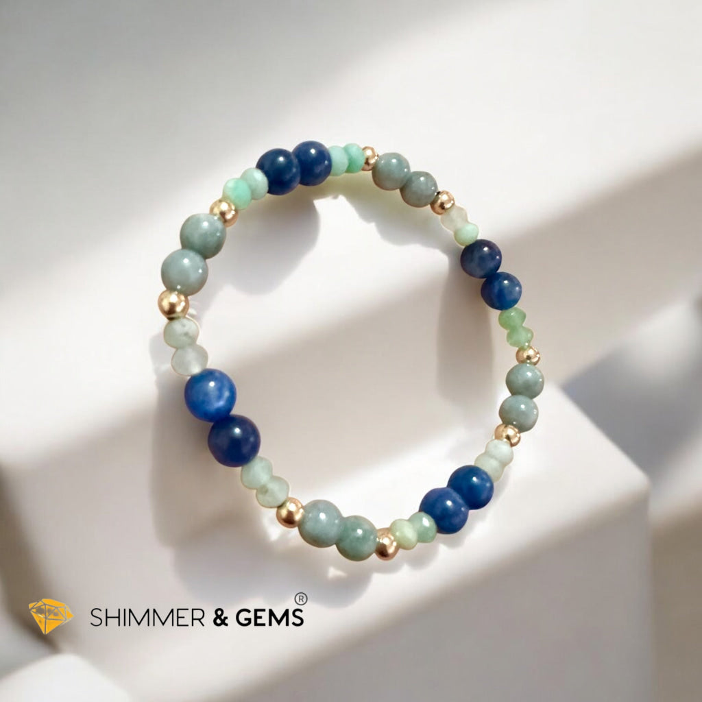 Vital Core Bracelet (Health Recalibration Lightfield) Burma Jade, Chrysoprase & Blue Kyanite by Audrey