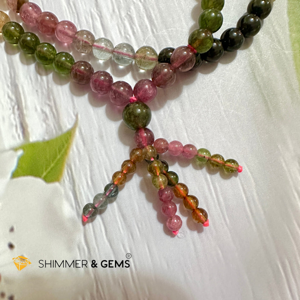 Watermelon Tourmaline 108 Mala Beads Necklace (6 mm)