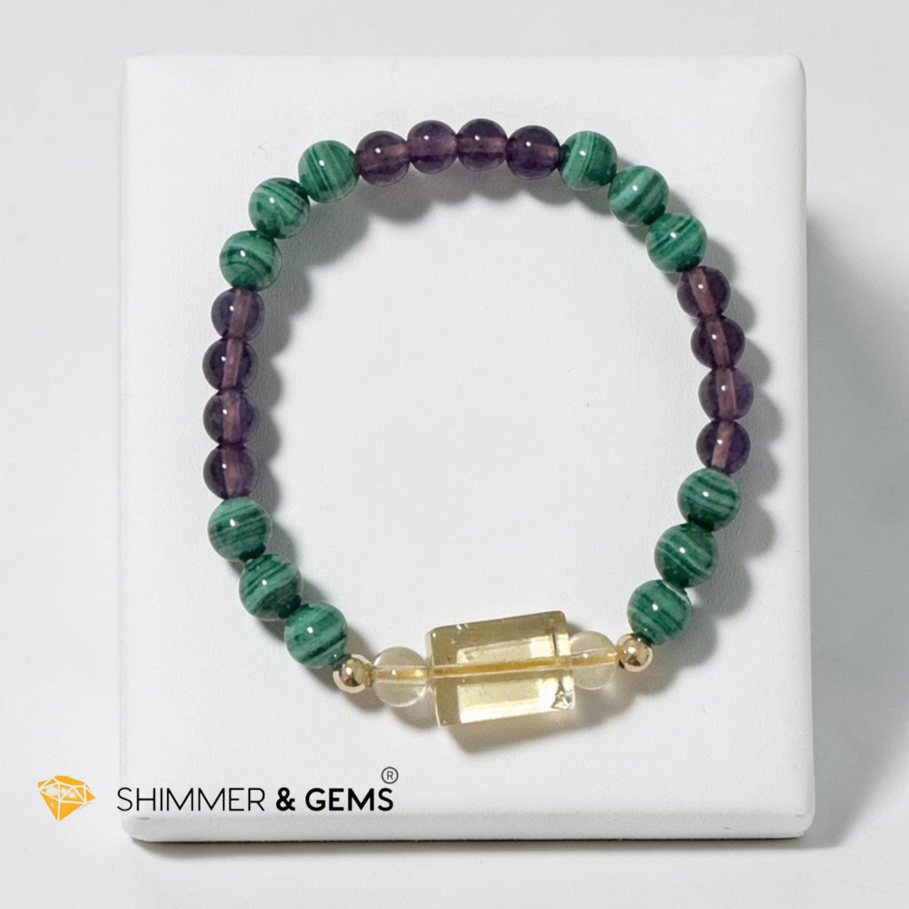 Wealth & Success Bracelet (Premium Malachite, Amethyst & Citrine)