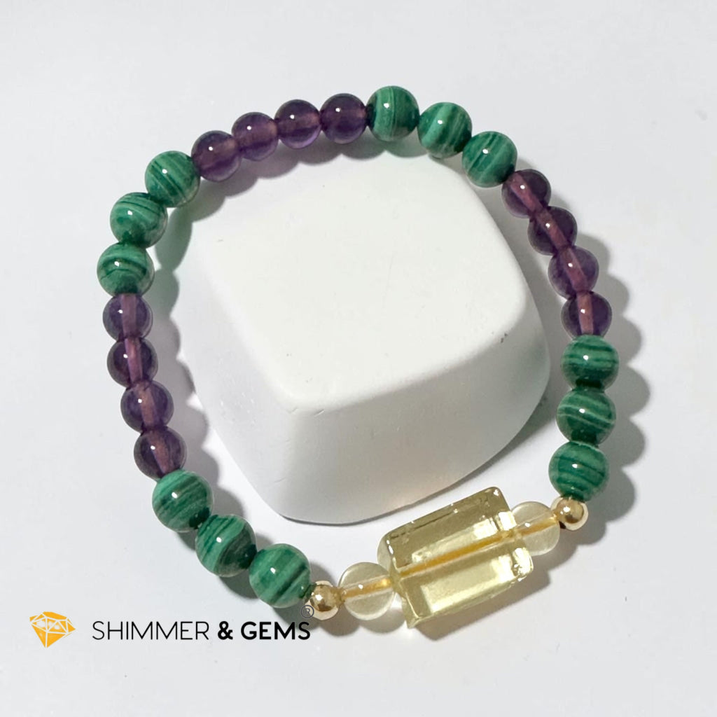 Wealth & Success Bracelet (Premium Malachite, Amethyst & Citrine)