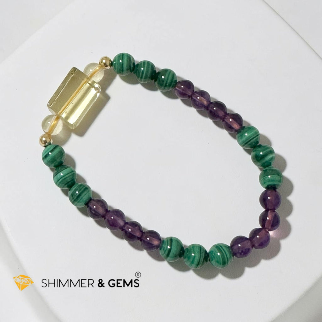 Wealth & Success Bracelet (Premium Malachite, Amethyst & Citrine)