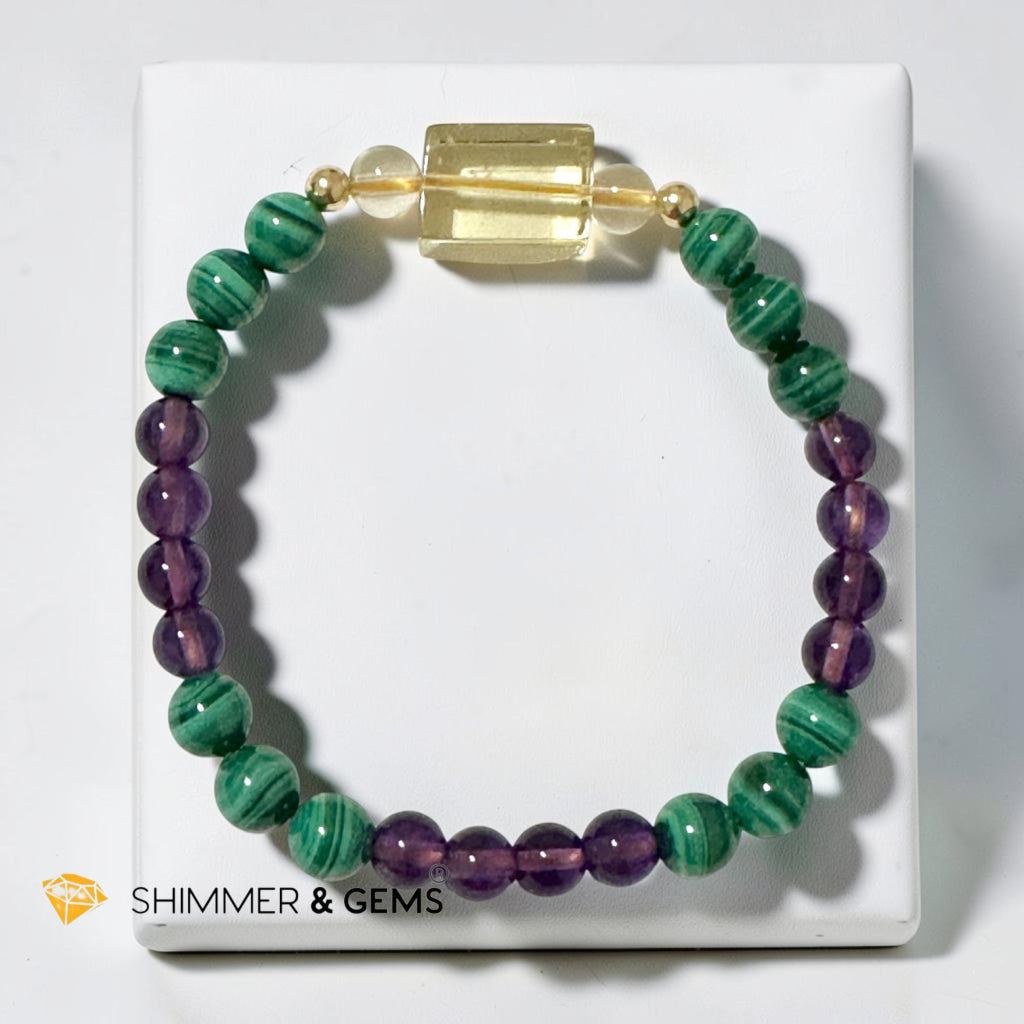 Wealth & Success Bracelet (Premium Malachite, Amethyst & Citrine)