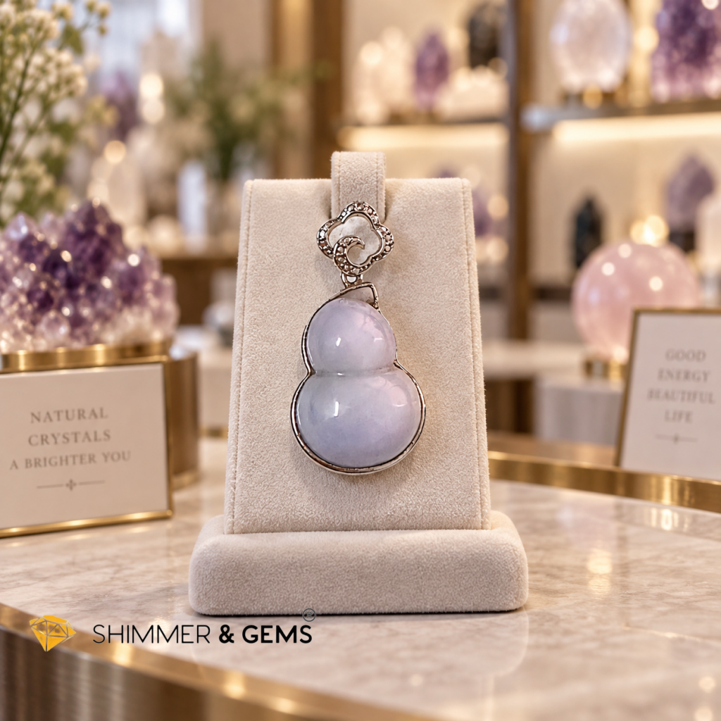 Wulou (Calabash) Lavender Jadeite in 925 Silver — Myanmar 30mm x20mm
