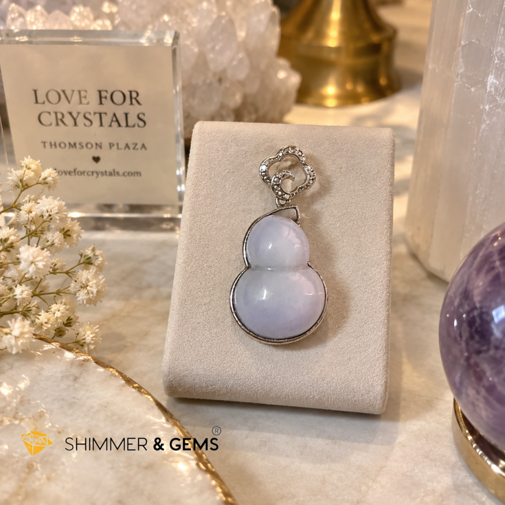 Wulou (Calabash) Lavender Jadeite in 925 Silver — Myanmar 30mm x20mm