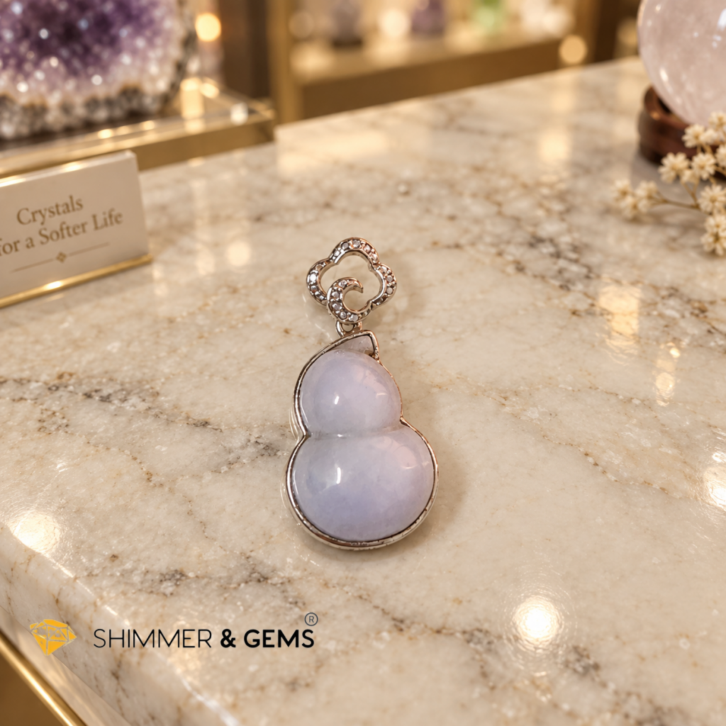 Wulou (Calabash) Lavender Jadeite in 925 Silver — Myanmar 30mm x20mm