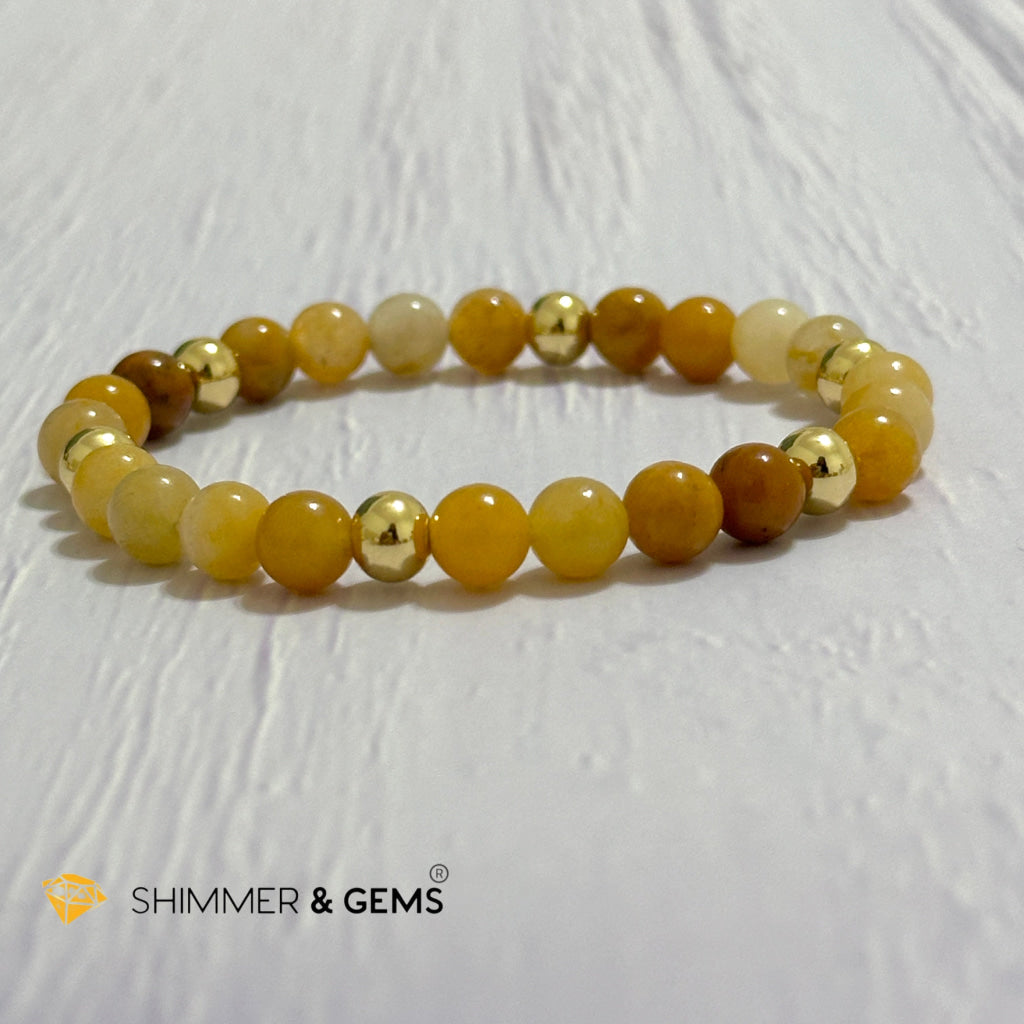 Yellow Jade 6mm Bracelet with 14k gold filled beads