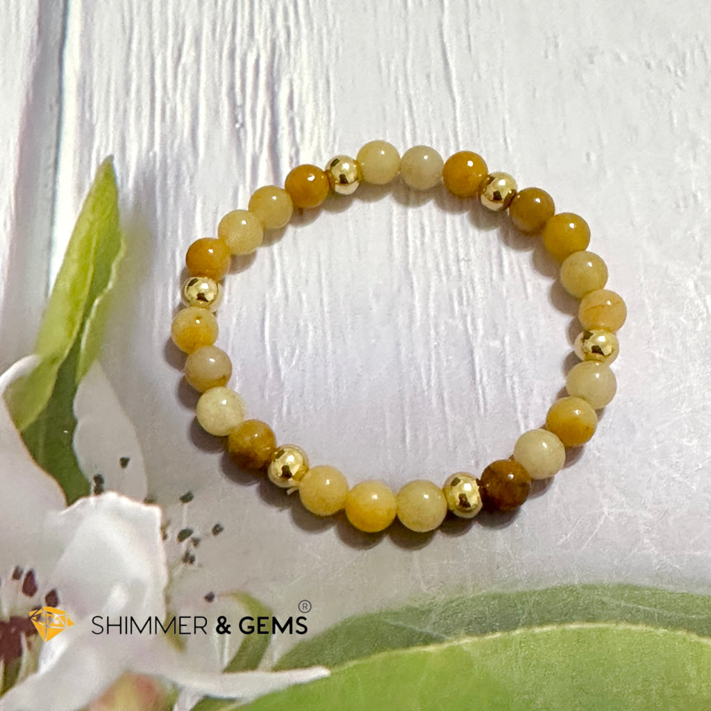 Yellow Jade 6mm Bracelet with 14k gold filled beads