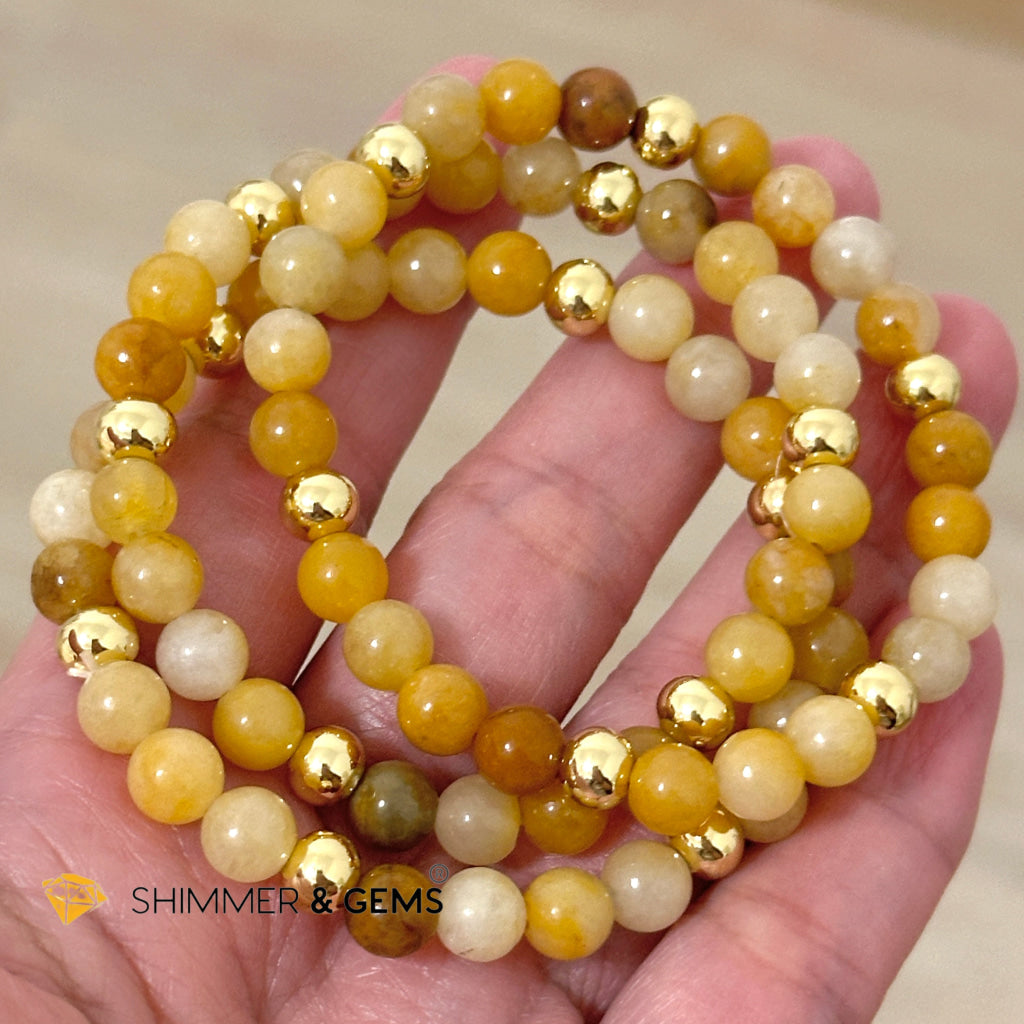 Yellow Jade 6mm Bracelet with 14k gold filled beads