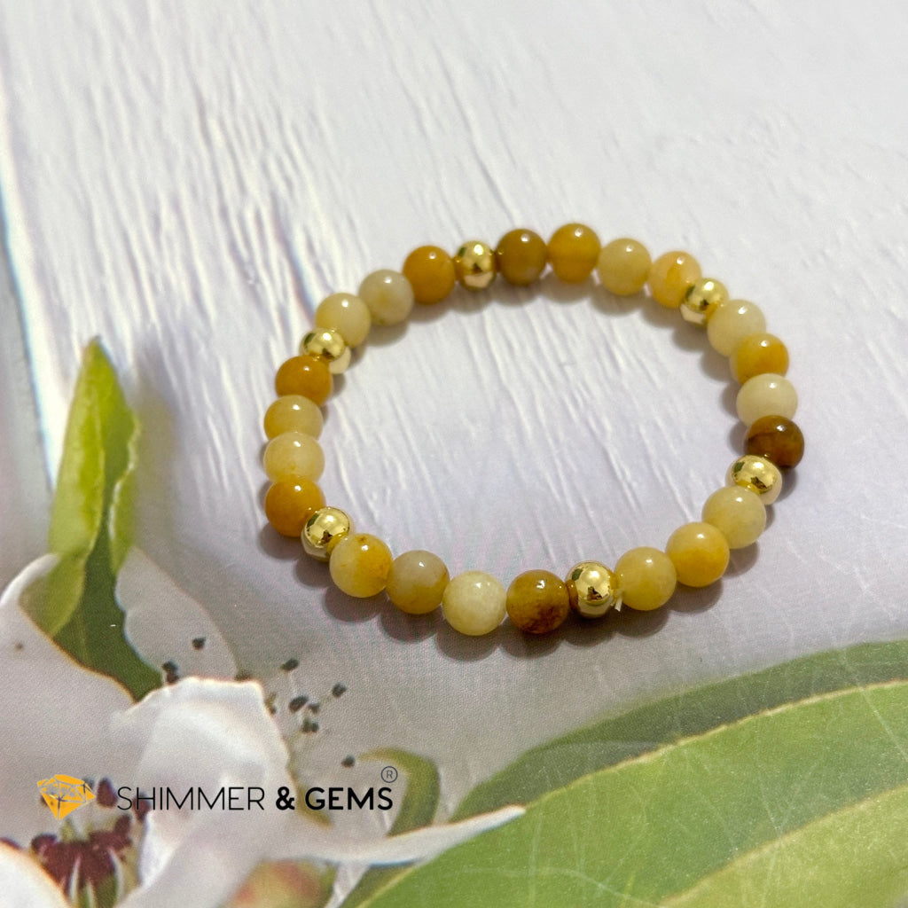 Yellow Jade 6mm Bracelet with 14k gold filled beads