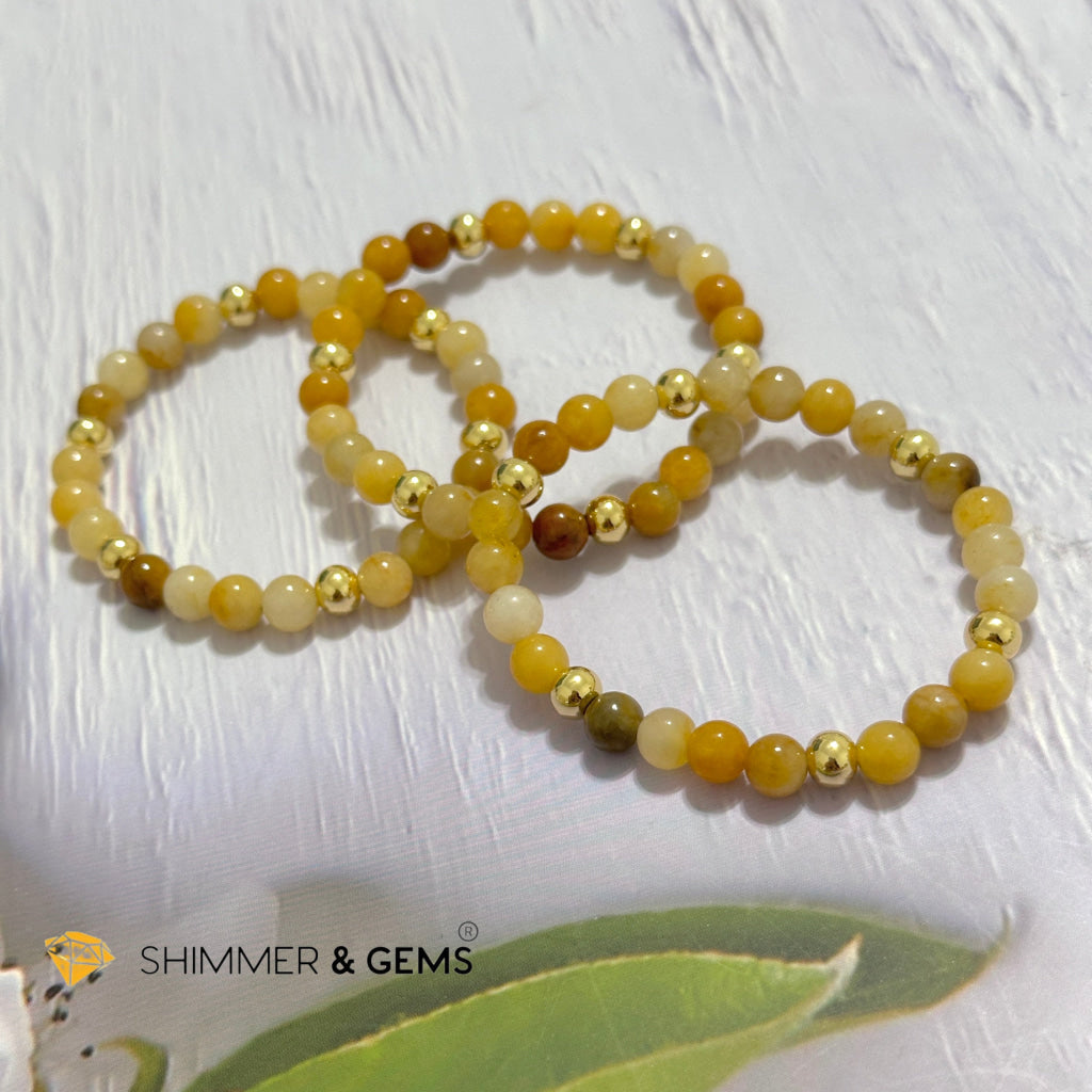 Yellow Jade 6mm Bracelet with 14k gold filled beads