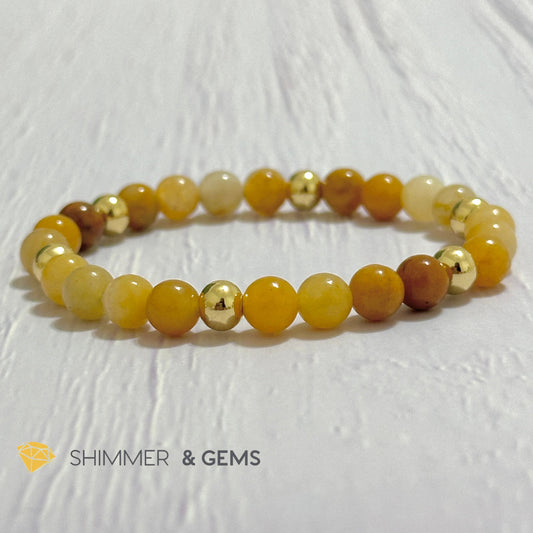 Yellow Jade 6mm Bracelet with 14k gold filled beads
