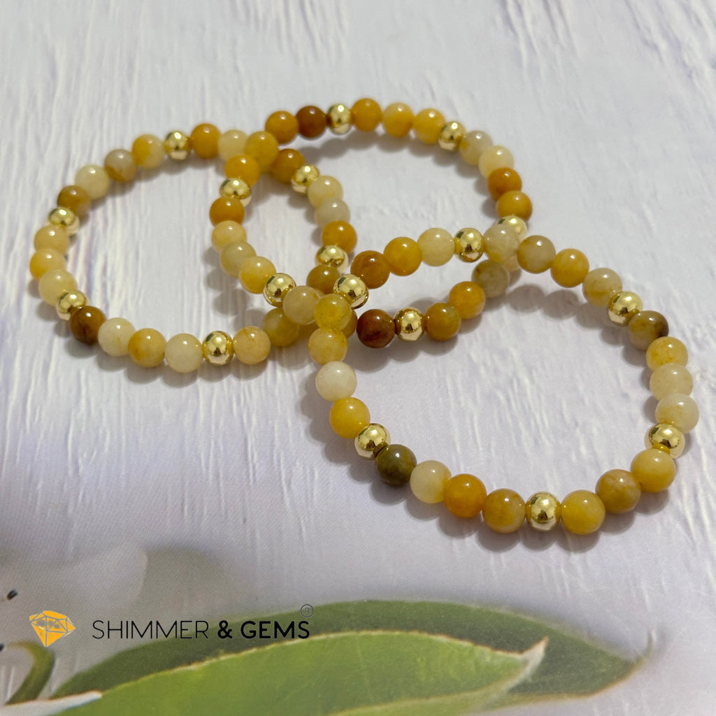 Yellow Jade 6mm Bracelet with 14k gold filled beads