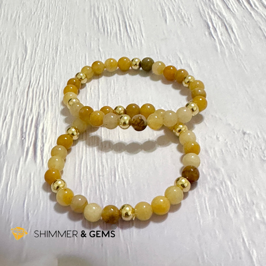 Yellow Jade 6mm Bracelet with 14k gold filled beads