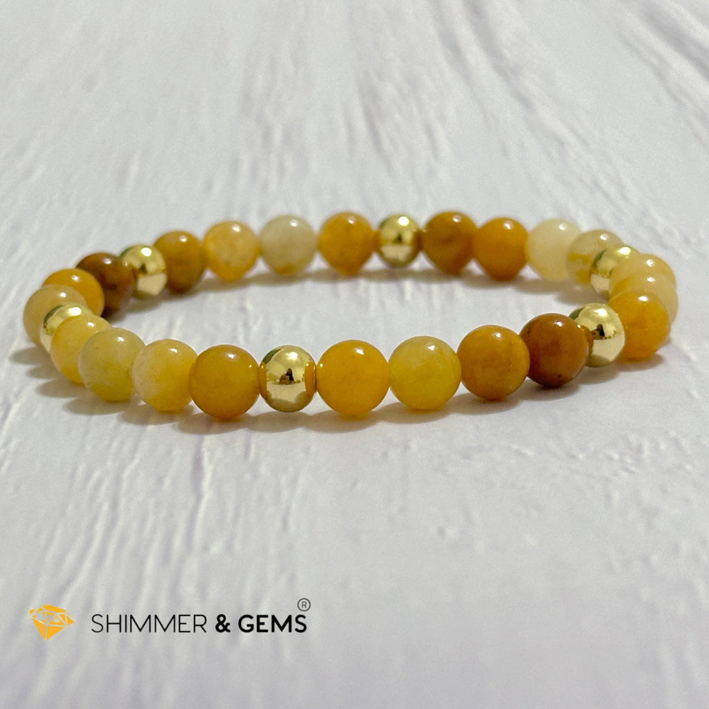 Yellow Jade 6mm Bracelet with 14k gold filled beads