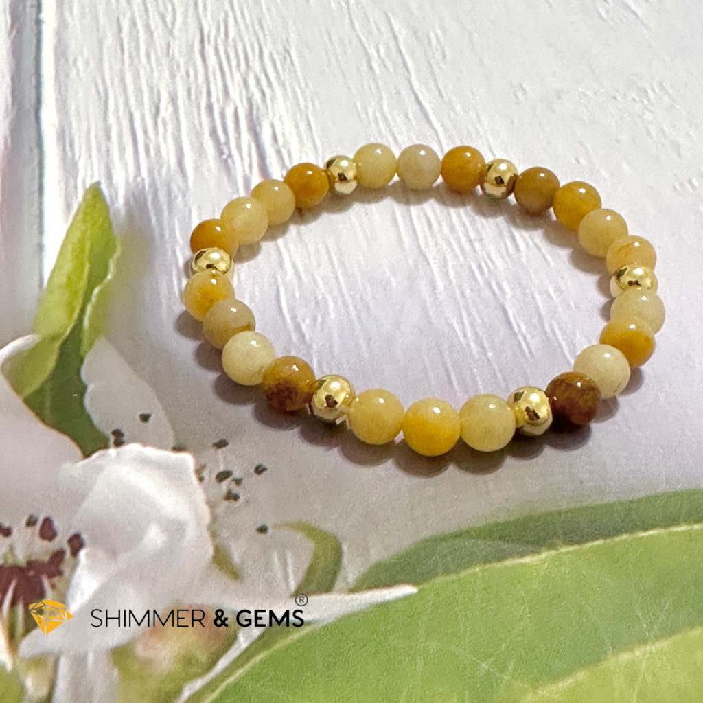 Yellow Jade 6mm Bracelet with 14k gold filled beads