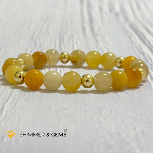 Yellow Jade 8mm Bracelet with 14k gold filled beads