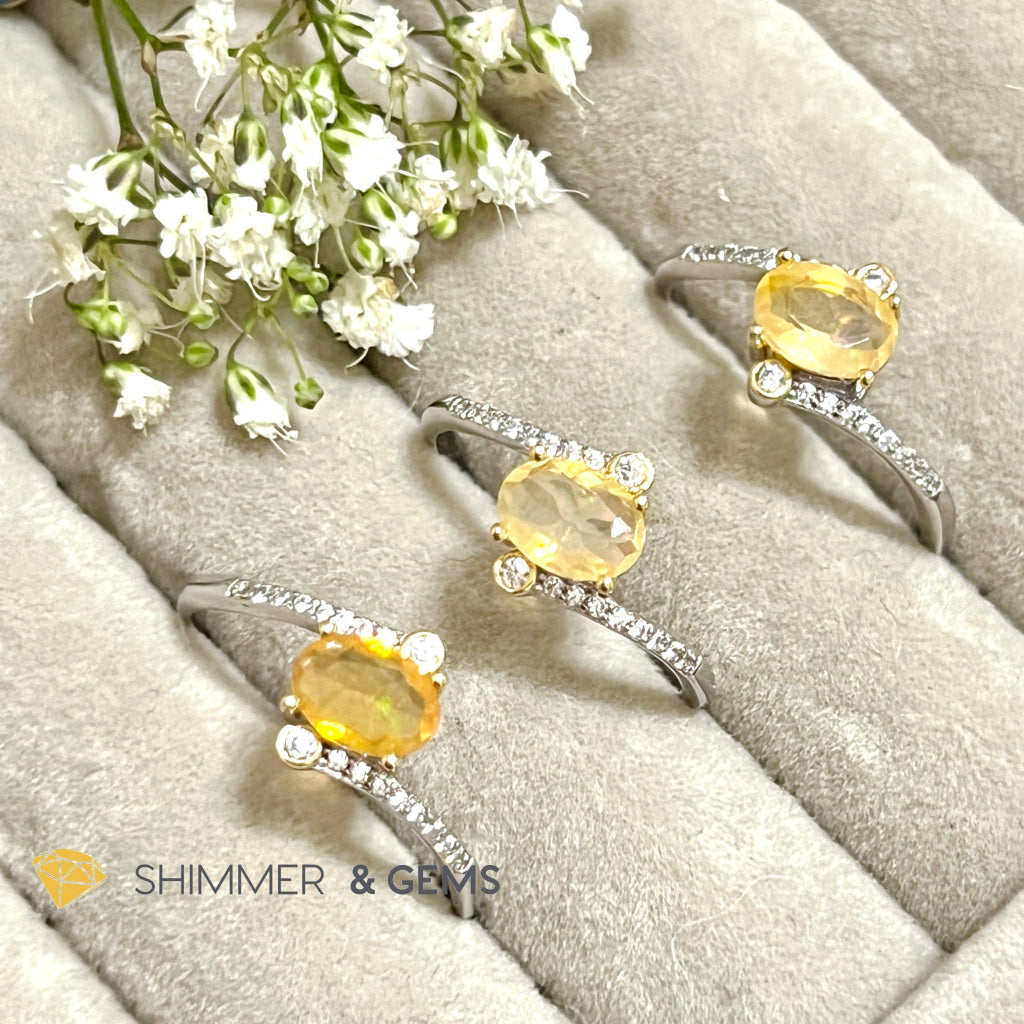 Yellow Opal 925 Silver Ring