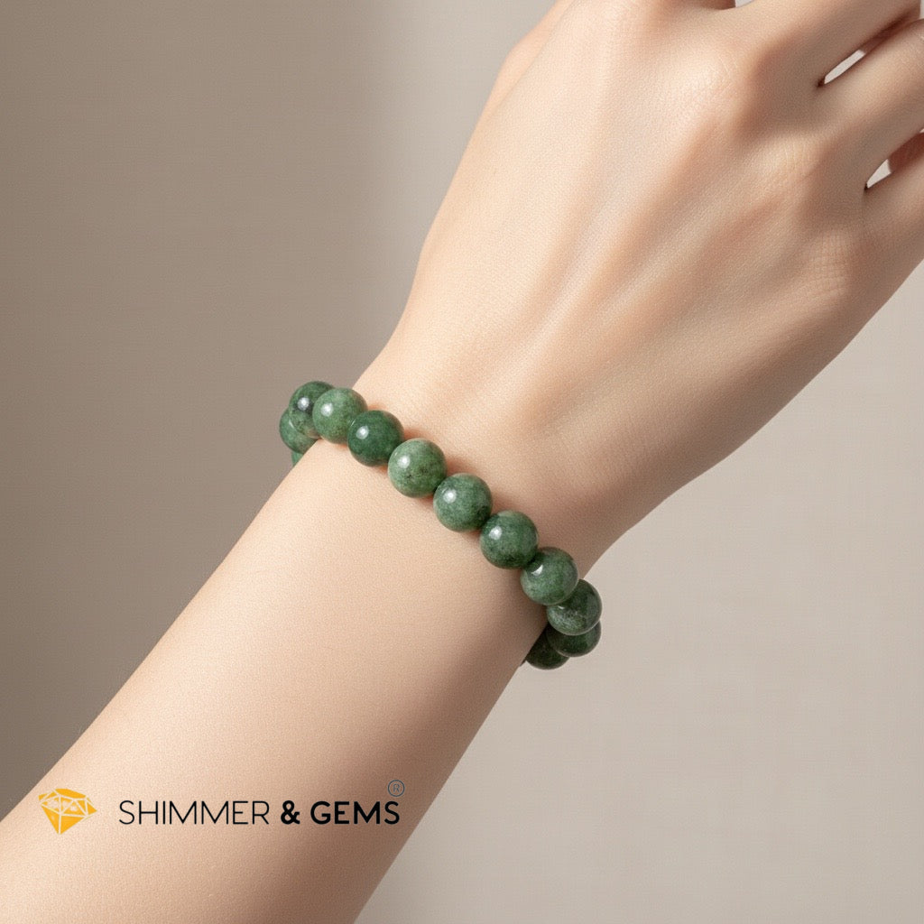 Zambian Emerald 10MM Bracelet (Second Luckiest Stone in the World) AA Grade