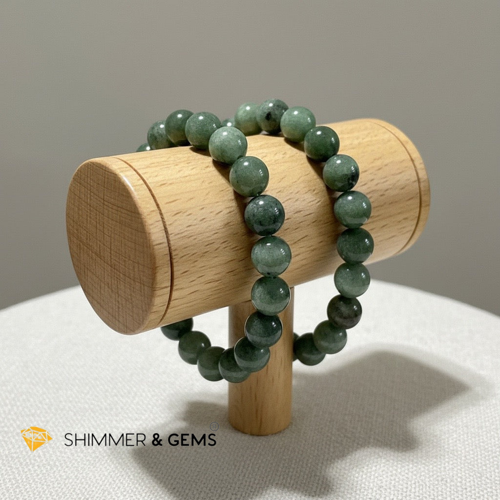 Zambian Emerald 10MM Bracelet (Second Luckiest Stone in the World) AA Grade