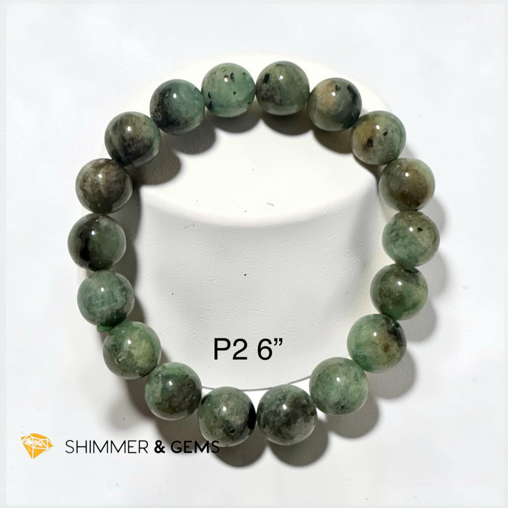 Zambian Emerald 10MM Bracelet (Second Luckiest Stone in the World) AA Grade