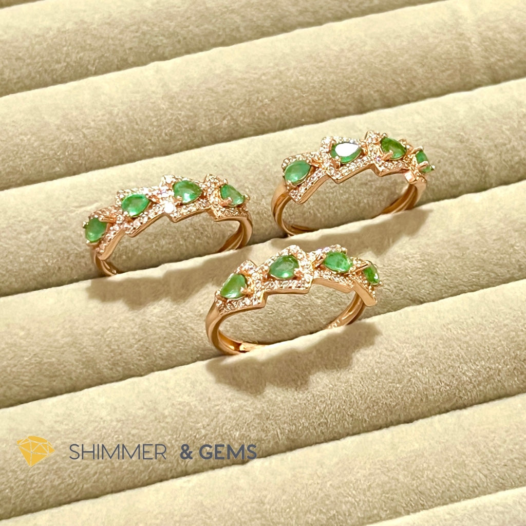 Emerald Rose Gold 925 Silver Ring (Luck)