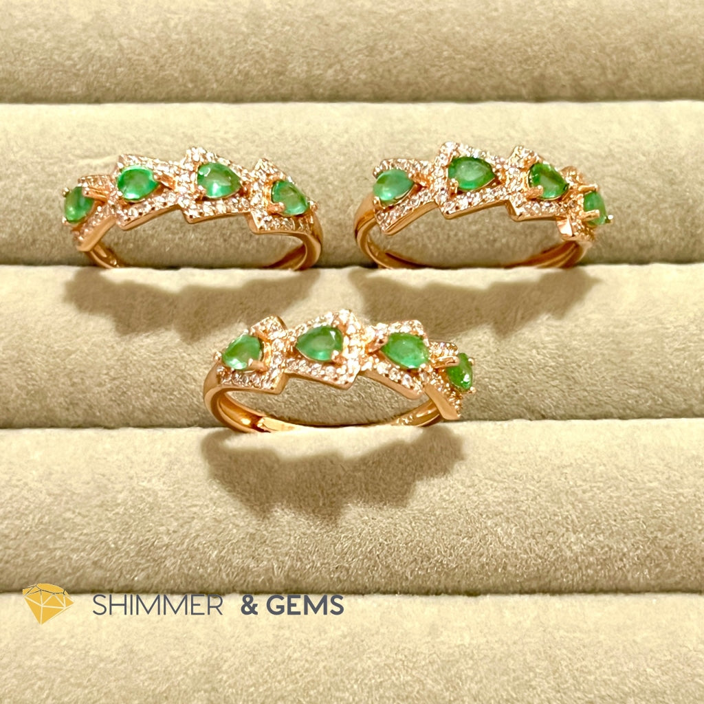 Emerald Rose Gold 925 Silver Ring (Luck)